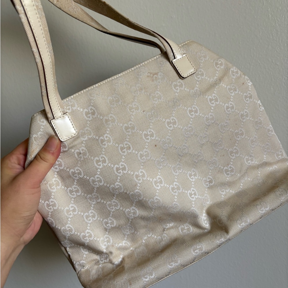 Auth GUCCI tote Shoulder bag GG pattern canvas leather Beige - Picture 15 of 16